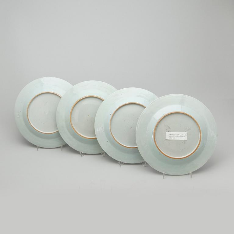 TALLRIKAR, 4 st, porslin, Kina, Qianlong, 1700-tal.