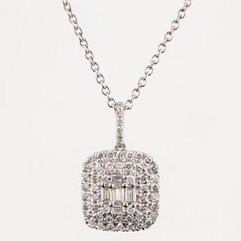 Baguette and brilliant-cut diamond necklace.
