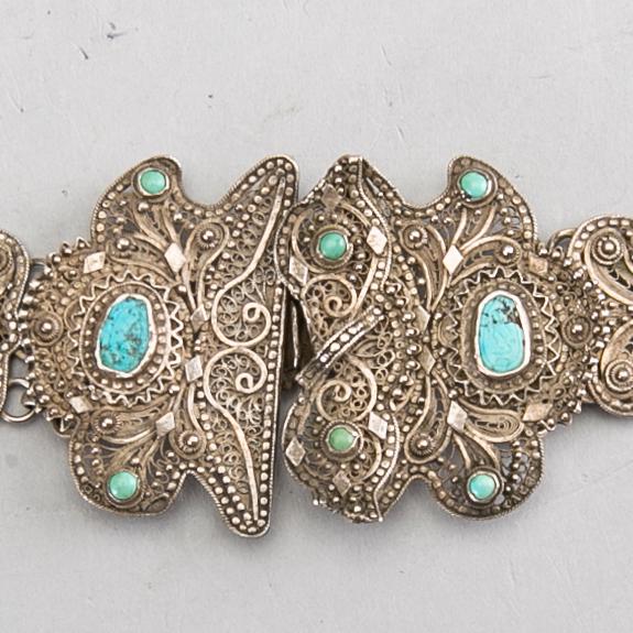 A propably Russian silver belt (unmarked), total weight ca 188 gr, length 75,5 cm.