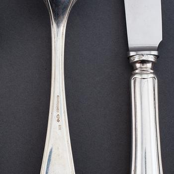 KG Markströms, bestickservis, 84 delar, silver, modell svensk spets, Uppsala 1915.