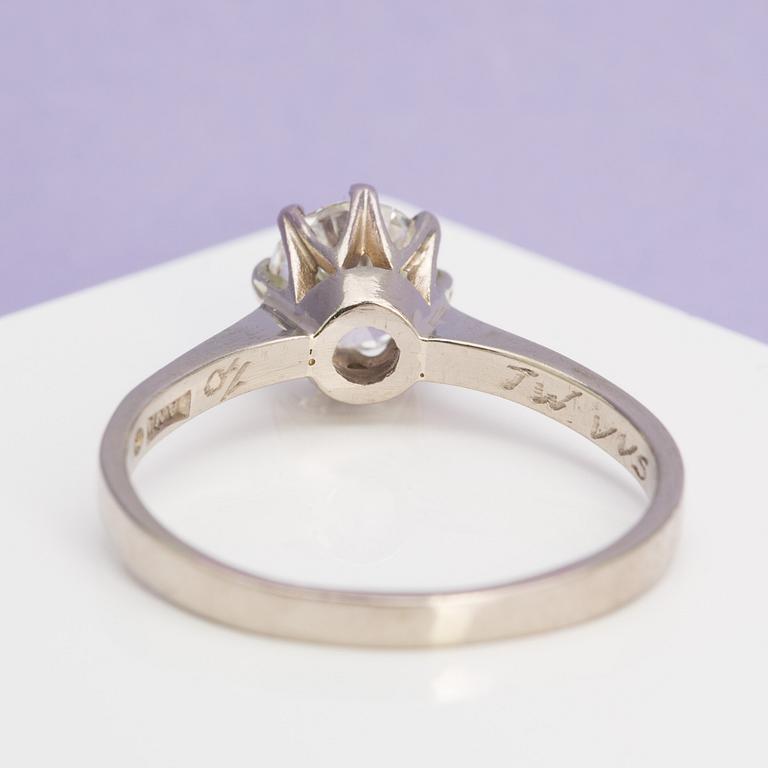 RING, 18K vitguld med briljantslipad diamant ca 1.00 ct.