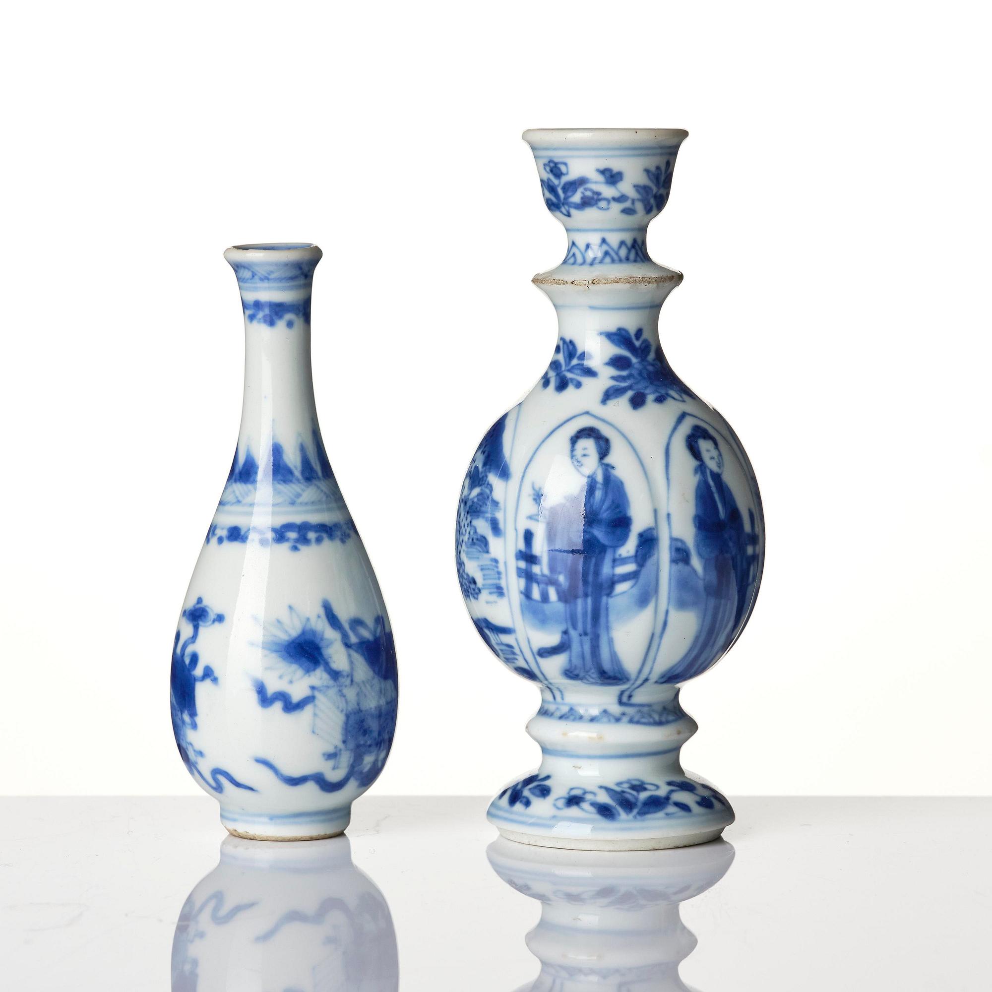 A group of four blue and white miniatures, Qing dynasty, Kangxi (1662-1722).