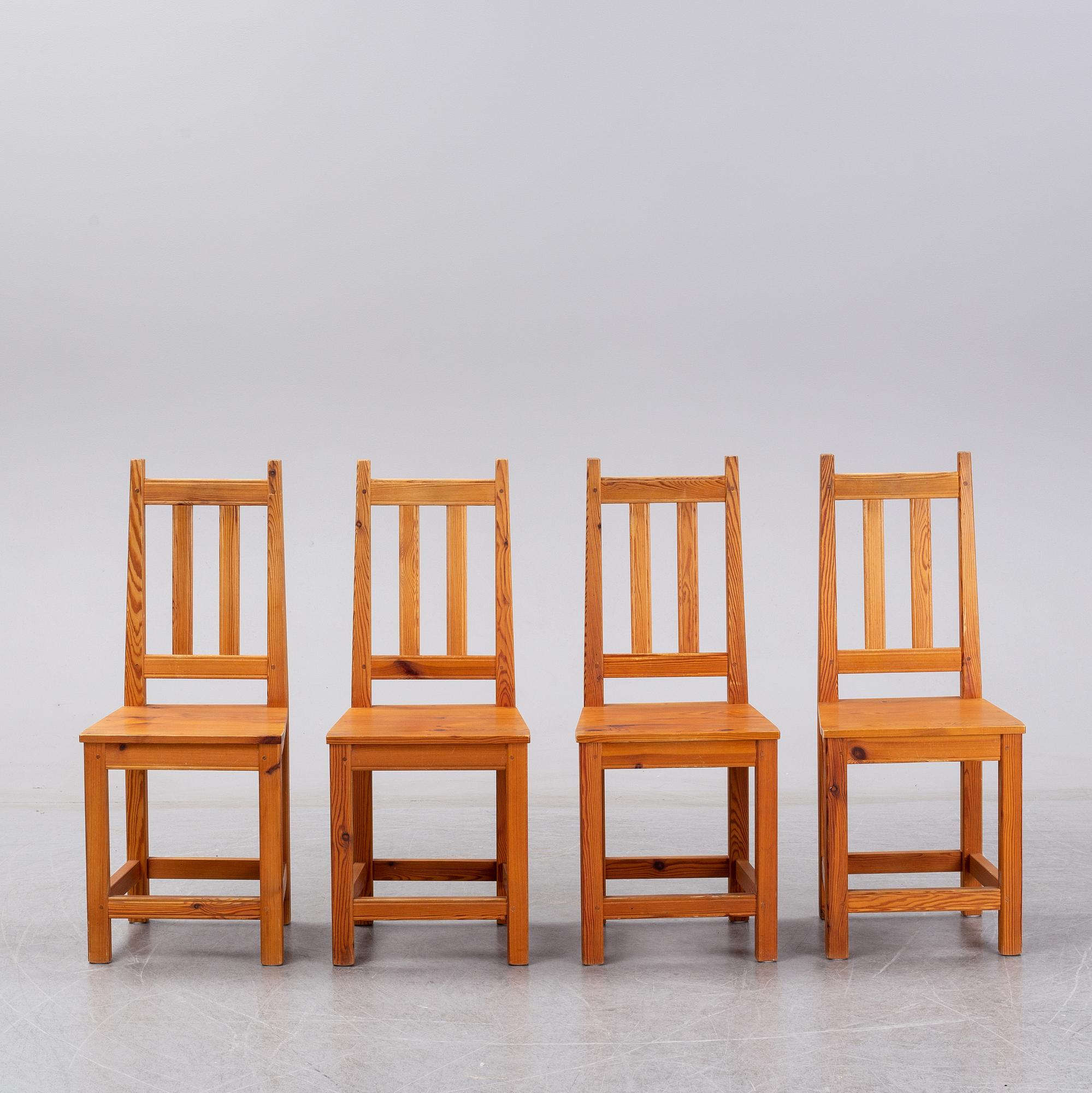 ROLAND WILHELMSSON, four pinewood chairs.