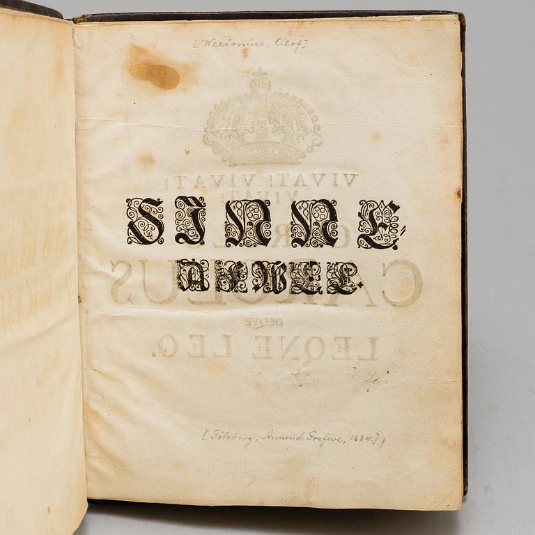 BOK, Olof Wexionius: Sinne-Afwel [Göteborg, 1684],