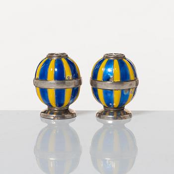 David Andersen, ströare, ett par, sterlingsilver och emalj, Norge, tidigt 1900-tal.