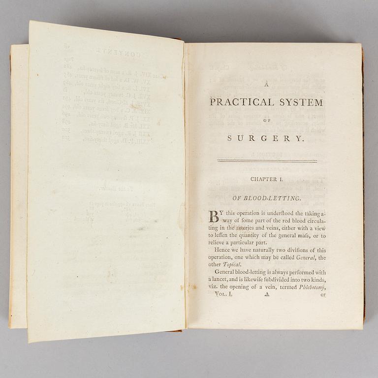 Kirurgi, 1795, med 21 graverade planscher (3 vol).