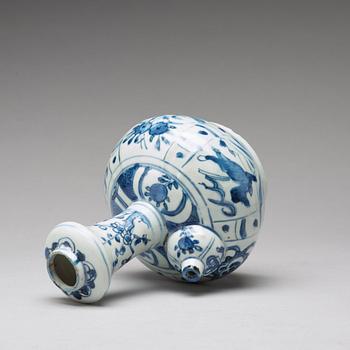 A blue and white kraak kendi, Ming dynasty, Wanli (1573-1620).