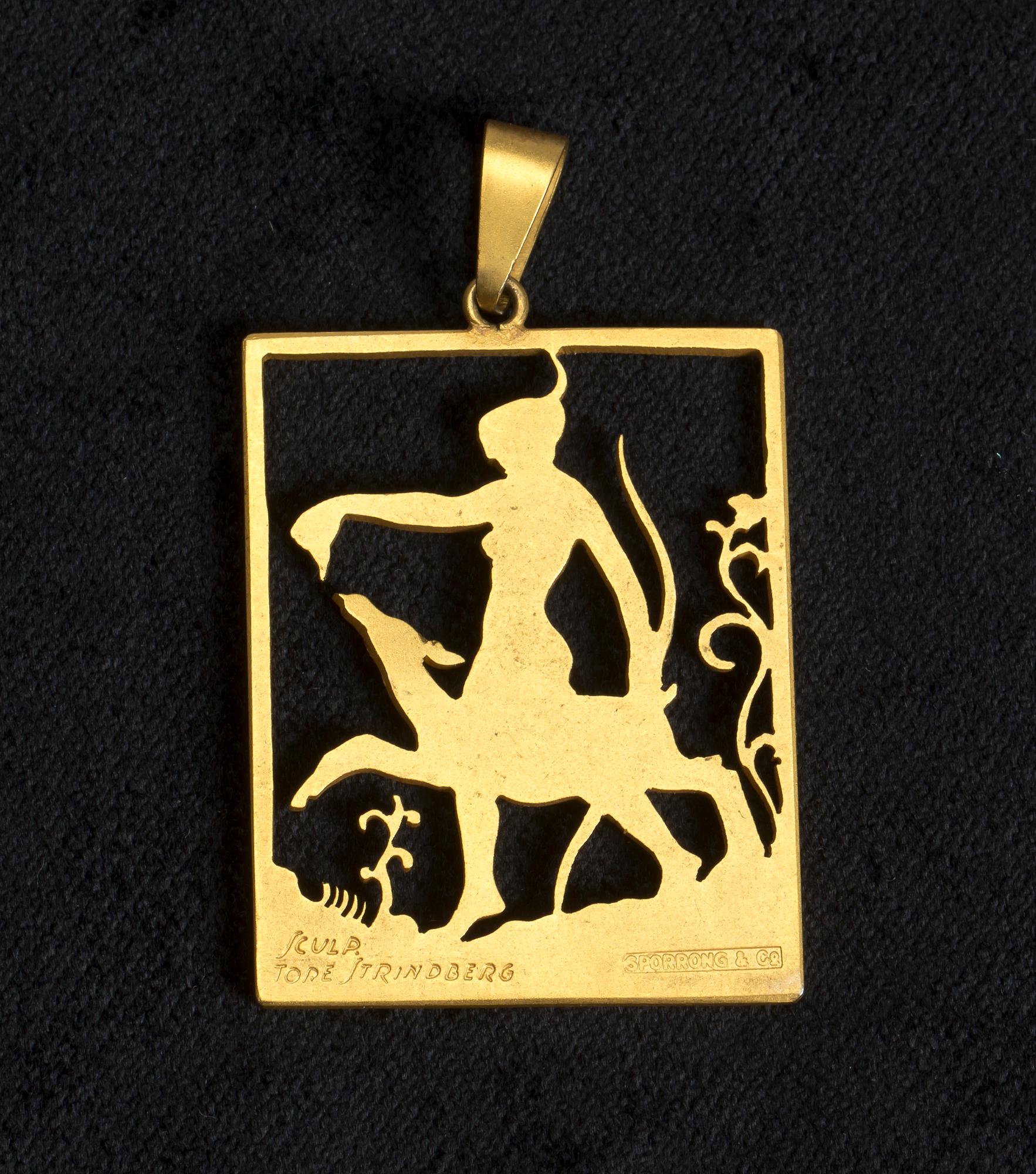 HÄNGE, förgyllt, Tore Strindberg, Sporrong & Co, Stockholm.  Vikt ca 10 g.