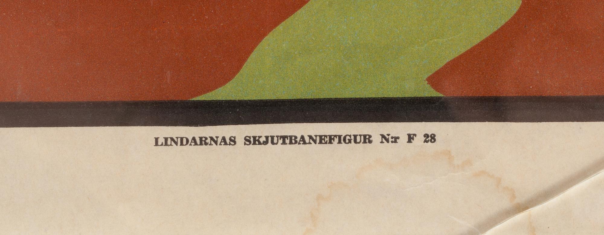 AFFISCH, Musse Pigg. Märkt Lindarnas Skjutbanefigur No F 28. 1900-talets andra hälft.