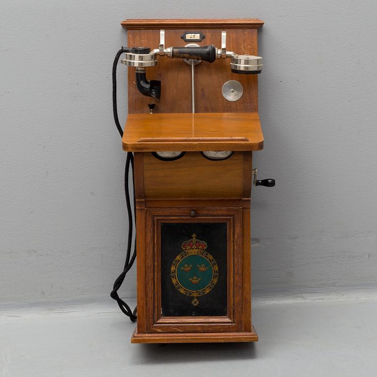 An early wall mounted telephone, L.M. Ericsson, Stockholm, early 20th century.