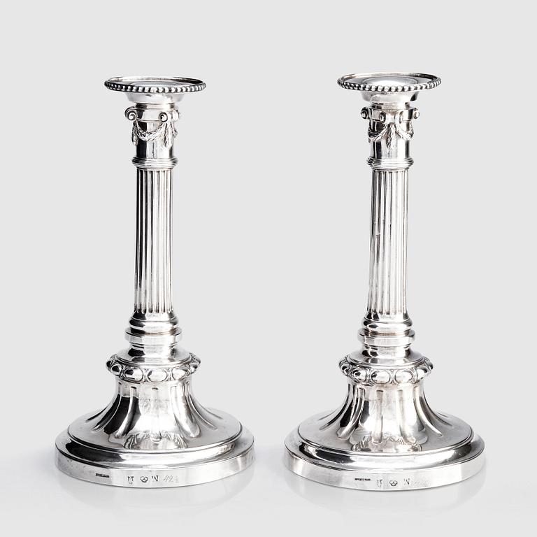 Pehr Zethelius, ljusstakar, ett par, silver, Stockholm 1779. Gustavianska.
