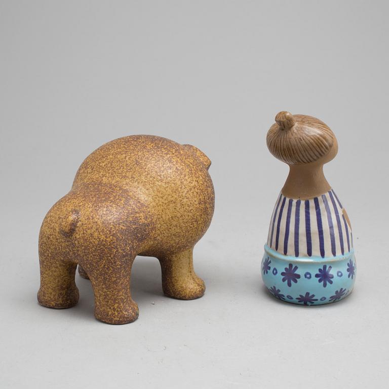 LISA LARSON, two stoneware figurines from Gustavsberg.