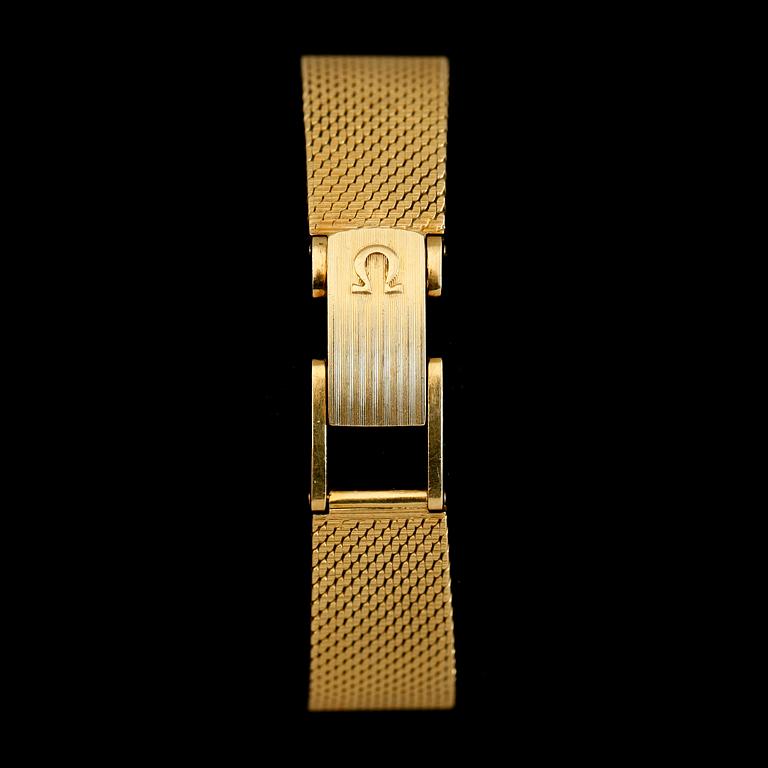 ARMBANDSUR, 18K guld, Omega. Total vikt inklusive urhus ca 43 g.