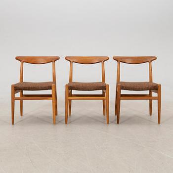 Hans J. Wegner, chairs 6 pcs "W2" CM Madsen Denmark 1960s.