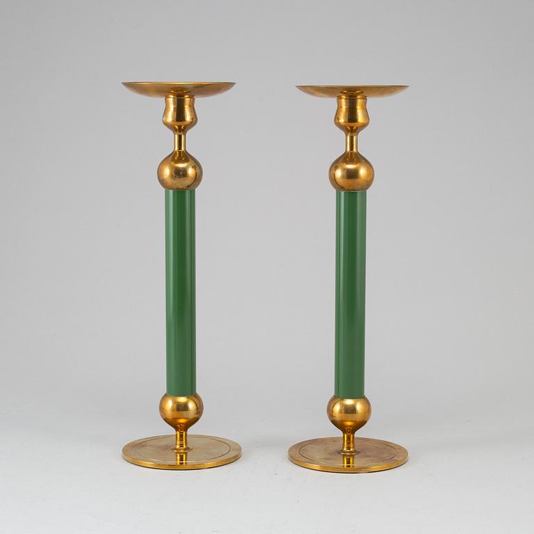 FIRMA SVENSKT TENN, a pair of Swedish 20th century  brass candlesticks marked Svenskt Tenn.