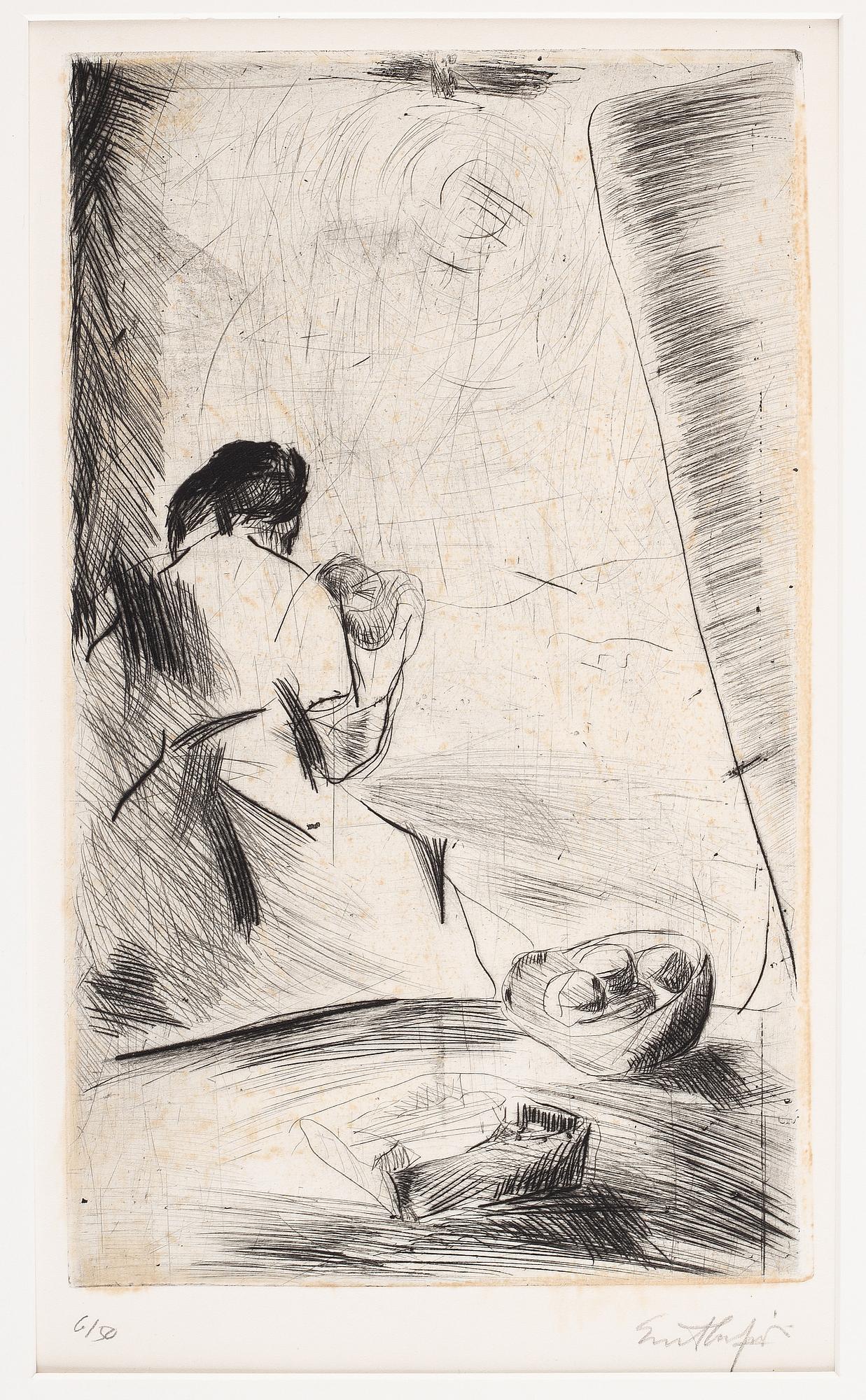Evert Lundquist, etching. Signed and numbered 6/50.