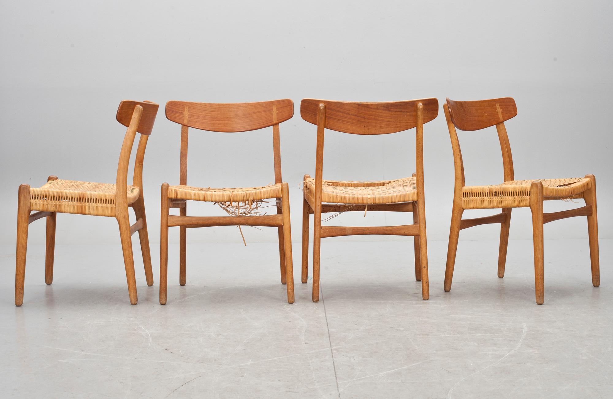 STOLAR, 4 st, "CH-23", Hans J. Wegner, Carl Hansen & søn, Danmark.