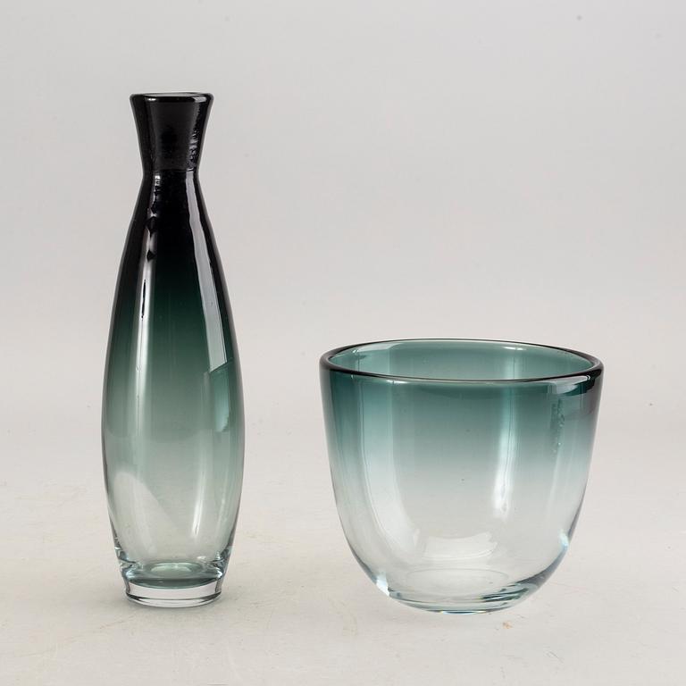 A set of four 1950:s glass pieces 'Tona' by Bengt Orup för Johansfors Glass factory, Sweden.