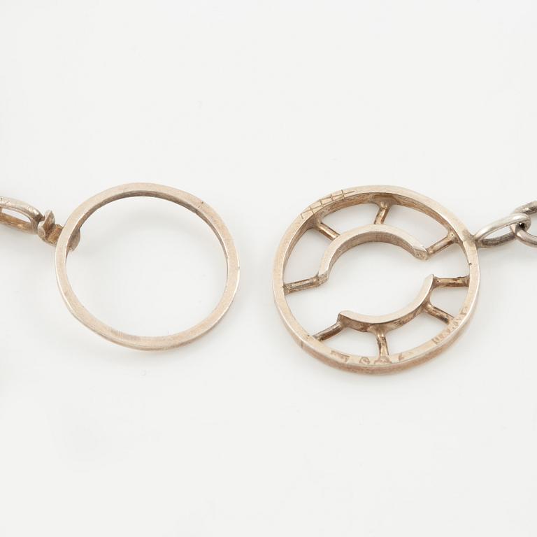 Lars Arby, two necklaces, sterling silver, Gothenburg 1965 and 1967.