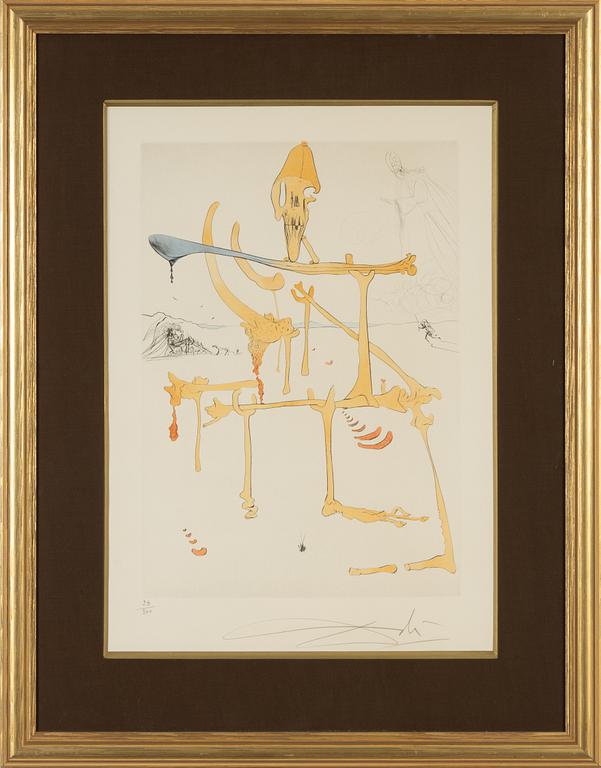 Salvador Dalí, drypoint coloured with stencil, 1975, signed 29/300.