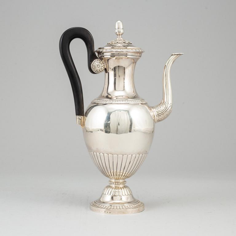 A Swedish Empire 19th century silver coffee-pot, mark of Adolf Zethelius, Stockholm 1830.