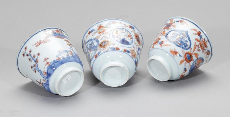 KOPPAR, 3 st, porlsin, Kina, Kangxi (1662-1722).