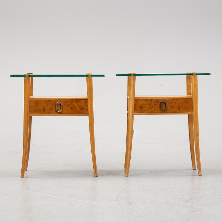 A pair of birch tree bed side tables from Bodafors, mid 20th century.