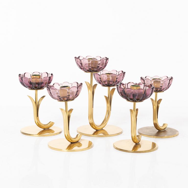Gunnar Ander, candle holders 7 pcs, Ystad Metall. 20th century, second half.