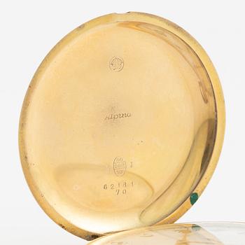 Alpina, pocket watch, 14K gold, hunter, 53 mm.