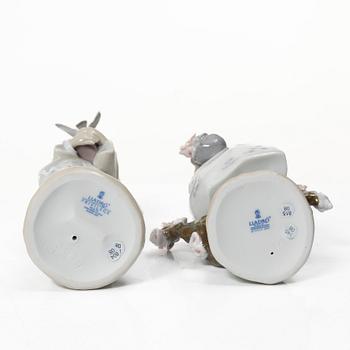 Lladró, 6 figurines, including "Wheelbarrow with flowers", "A barrow of fun", "A walk through blossoms", "Morning melodies".