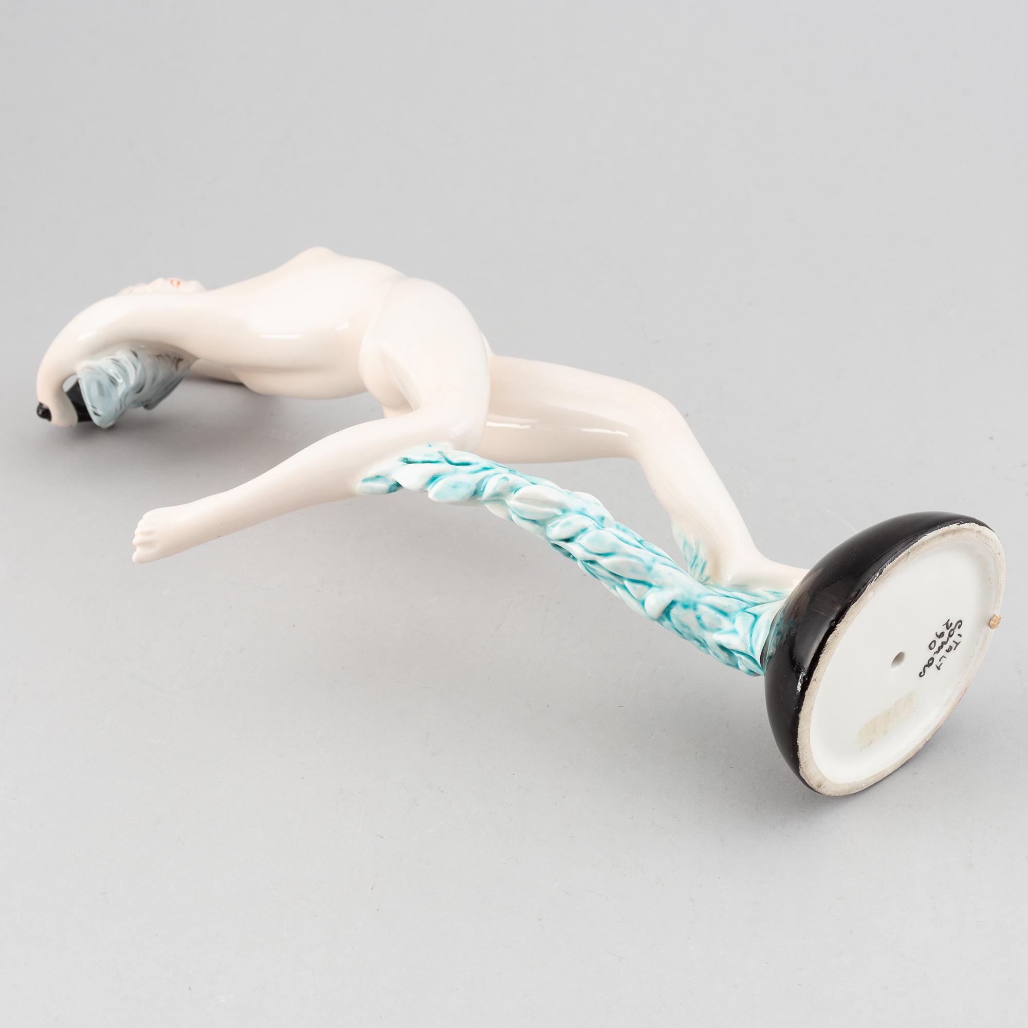 An Italian ceramic figurine of a dancing female nude, probably mid 20th century.