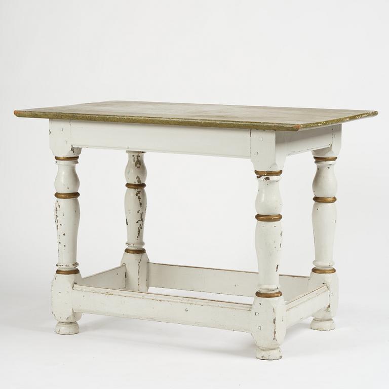A Swedish baroque and faux marble-painted table, circa 1700.