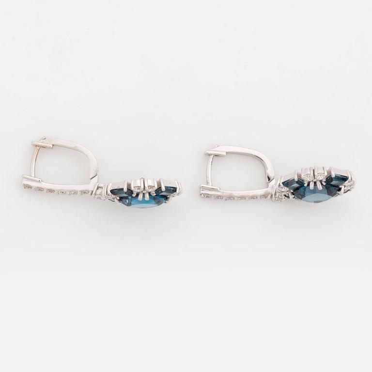 Topaz and brilliant cut diamond earrings.