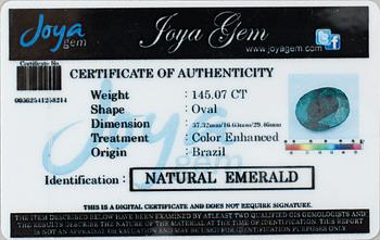 SMARAGD, oval fasetterad, ca 145 ct, oinfattad.