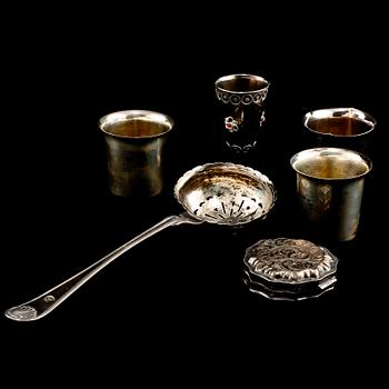 PARTI SILVER, 6 delar, 1800/1900-tal. Vikt 155 g.