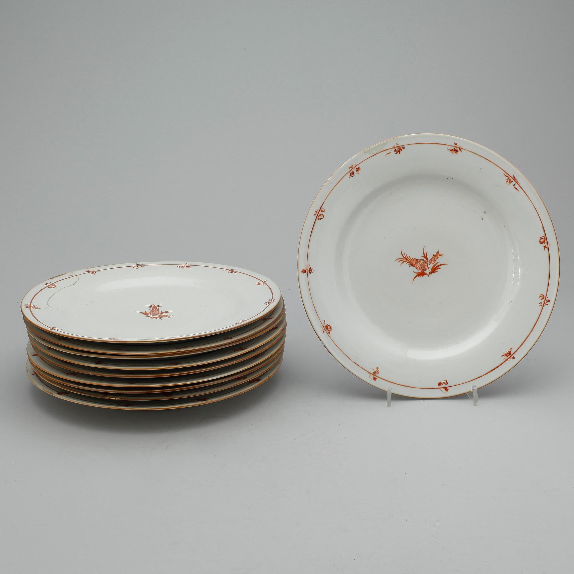 TALLRIKAR, 10st, porslin, Kina, 1800-talets första hälft.