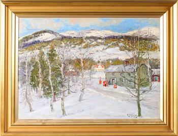 ANTON GENBERG, olja på pannå, signerad 1938.