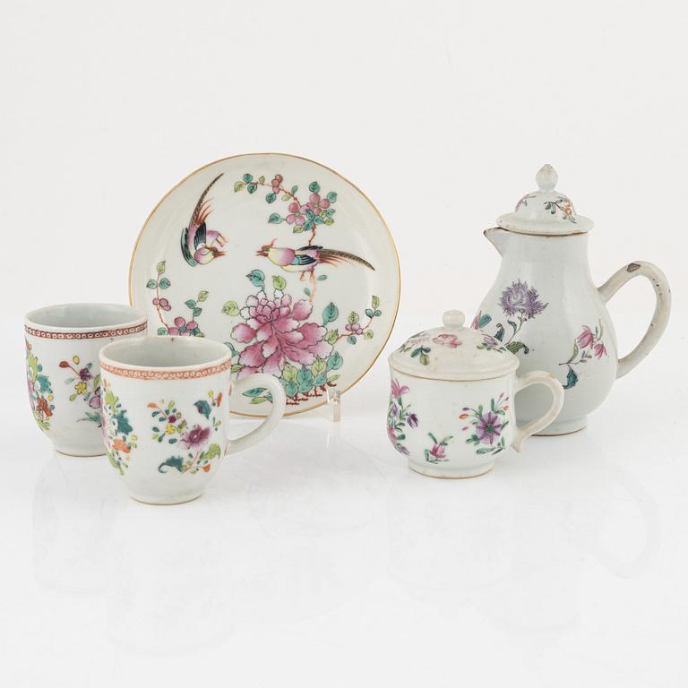 Five Famille Rose porcelain pieces, China, 18th-19th century.