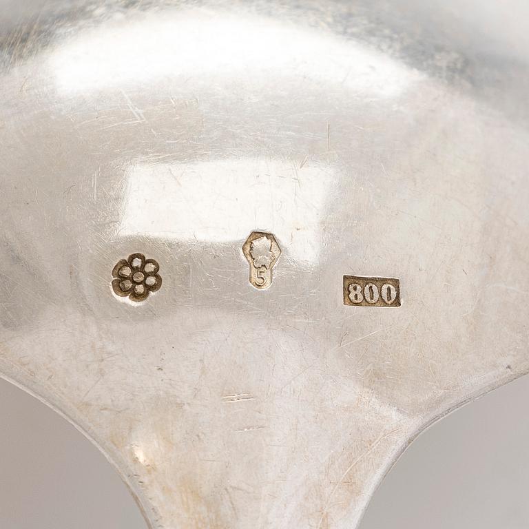 Fish cutlery and serving utensils, totally 37 pieces, silver, Czechoslovakia, 1950s.