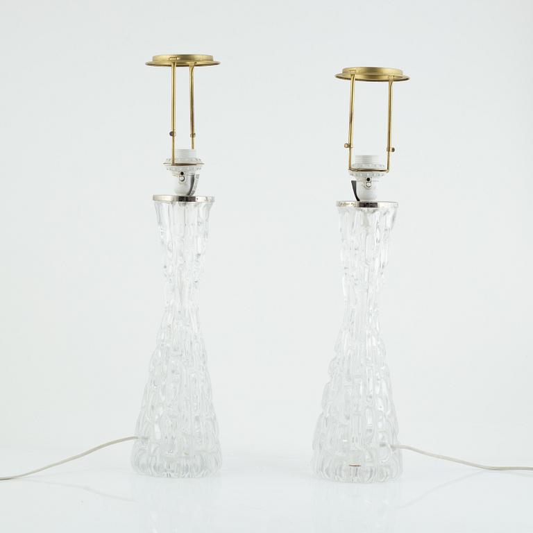 Carl Fagerlund, a pair of "RD-1477" glass table lamps, Orrefors, Sweden.