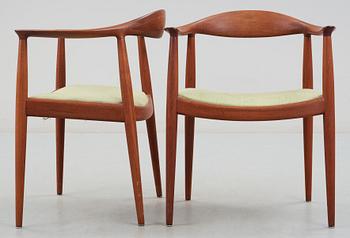 A pair of Hans J Wegner 'The Chair' by Johannes Hansen, Denmark.
