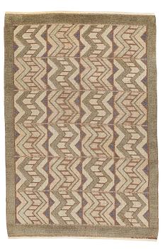 197. Matto, knotted pile in relief, ca 247,5 x 164-168 cm, signed Brita Grahn, Sweden first half of the 20th century.