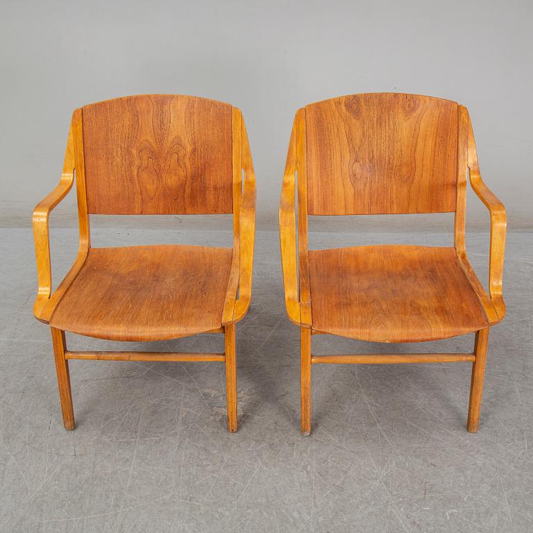 A pair of "Ax-chairs" by PETER HVIDT & ORLA MØLGAARD NIELSEN, Fritz Hansen, Denmark, 1950-60s.