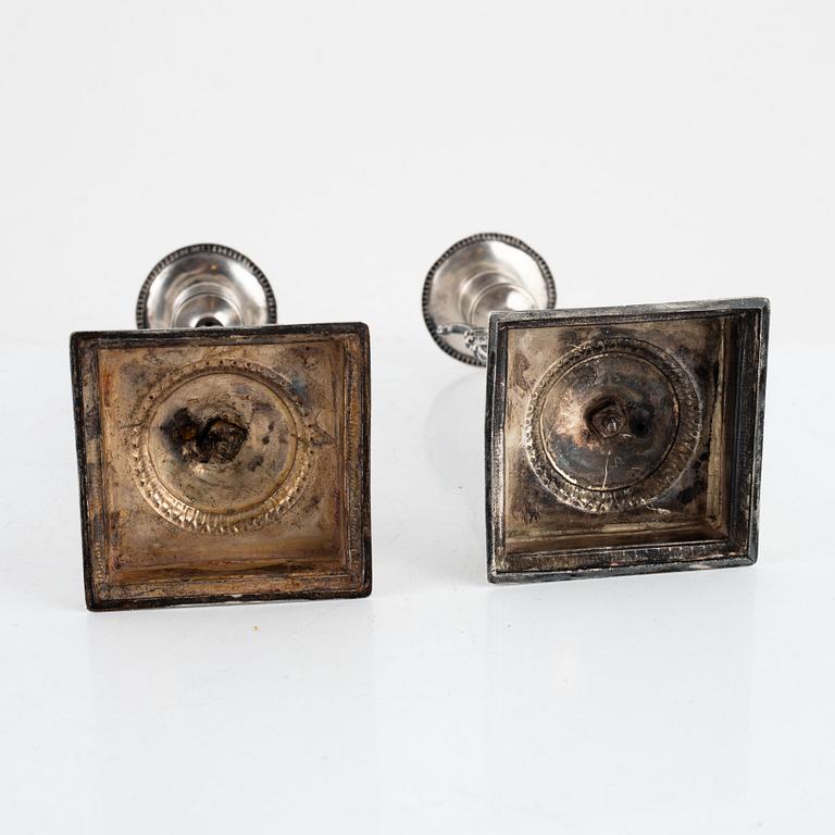 A pair of Swedish silver candlesticks, mark of Adolf Zethelius, Stockholm, 1821.
