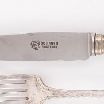 Cutlery, 4+4 forks, silver (6 knives alpaca enclosed), J.M Johansen and J. Tostrup, Norway, 20th century.