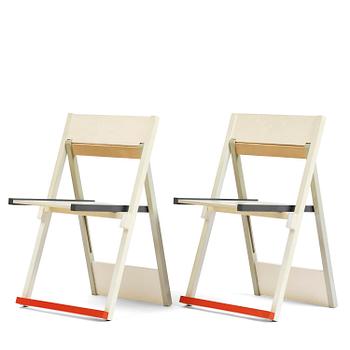 28. Igor Cronsioe, a pair of "Sudden Seat" folding chairs, Futura Gallery, Stockholm, 1983.