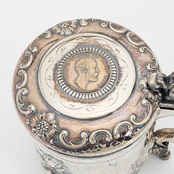 A Baroque style silver tankard from CG Hallberg Stockholm 1947.