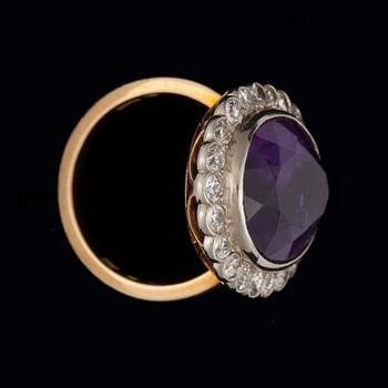 Wiwen Nilsson, A Wiven Nilsson amethyst and old-cut diamond, circa 1.30 ct in total, ring.