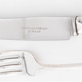 David Andersen, 'Rådhus Vifte' silver cutlery, Norway, (20 pieces).
