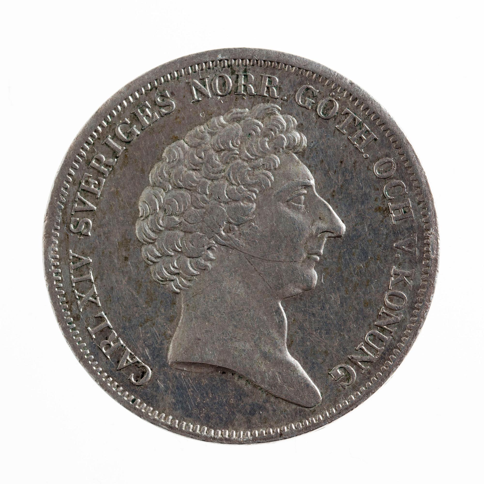 MYNT, silver, 1 riksdaler specie, Carl XIV 1838. Ca 34g.